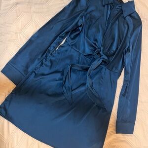 Elegant Blue Satin Dress